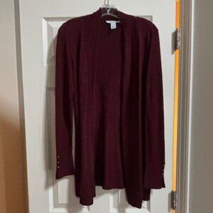 White House Black Market Cranberry Burgundy Duster Cardigan - M